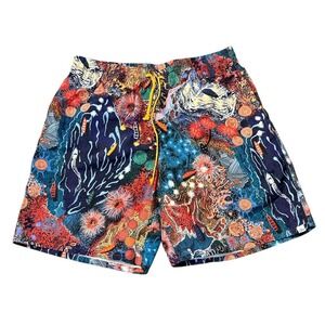 AKOO‎ Men's Reef  Shorts White Size XL Multicolor Swim Pockets Artsy